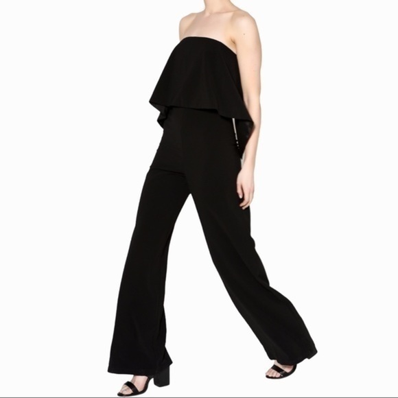 DO+BE black wide leg strapless jumpsuit Size Small - Picture 12 of 13